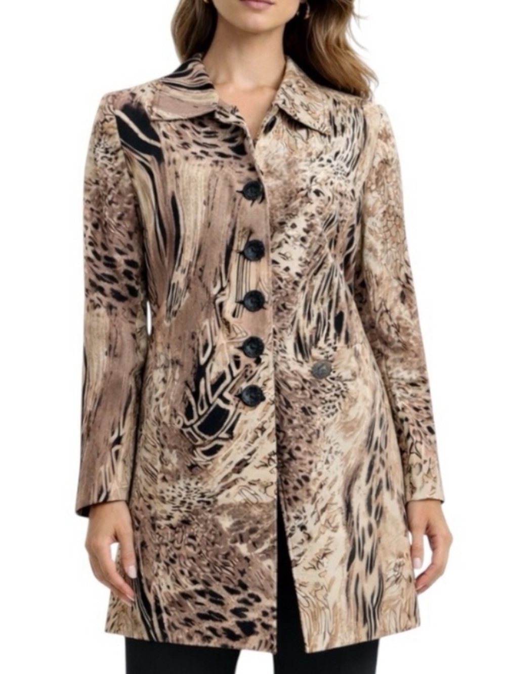 Old Money Safari Animal Print Coat Jacket Neutral Luxe Duster 14